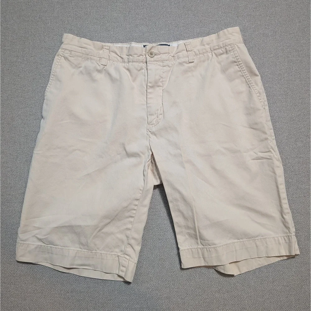 Polo Ralph Lauren Men's 34 Chino Shorts Khaki Cotton Flat Front Pony Tan Summer